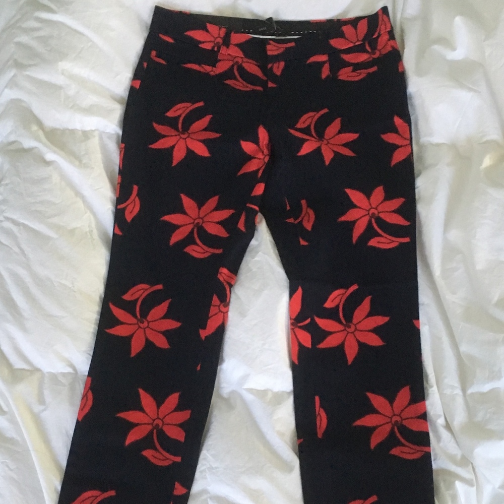 Sloan Red/Navy Flower Print Banana Republic Pants